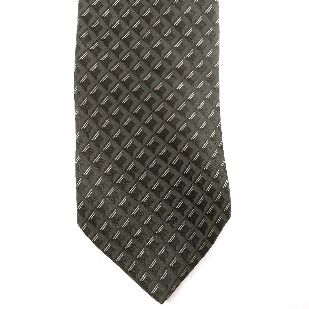 Ruffini men's tie green geometric design